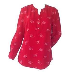 Lemon Way Women's Size M Red Zebra Print Blouse Top